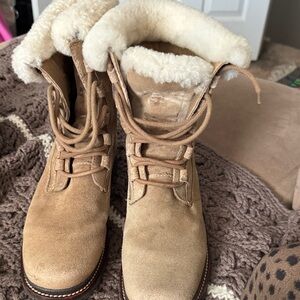 L.L. Bean Tan Ankle Boots with Cream Lining